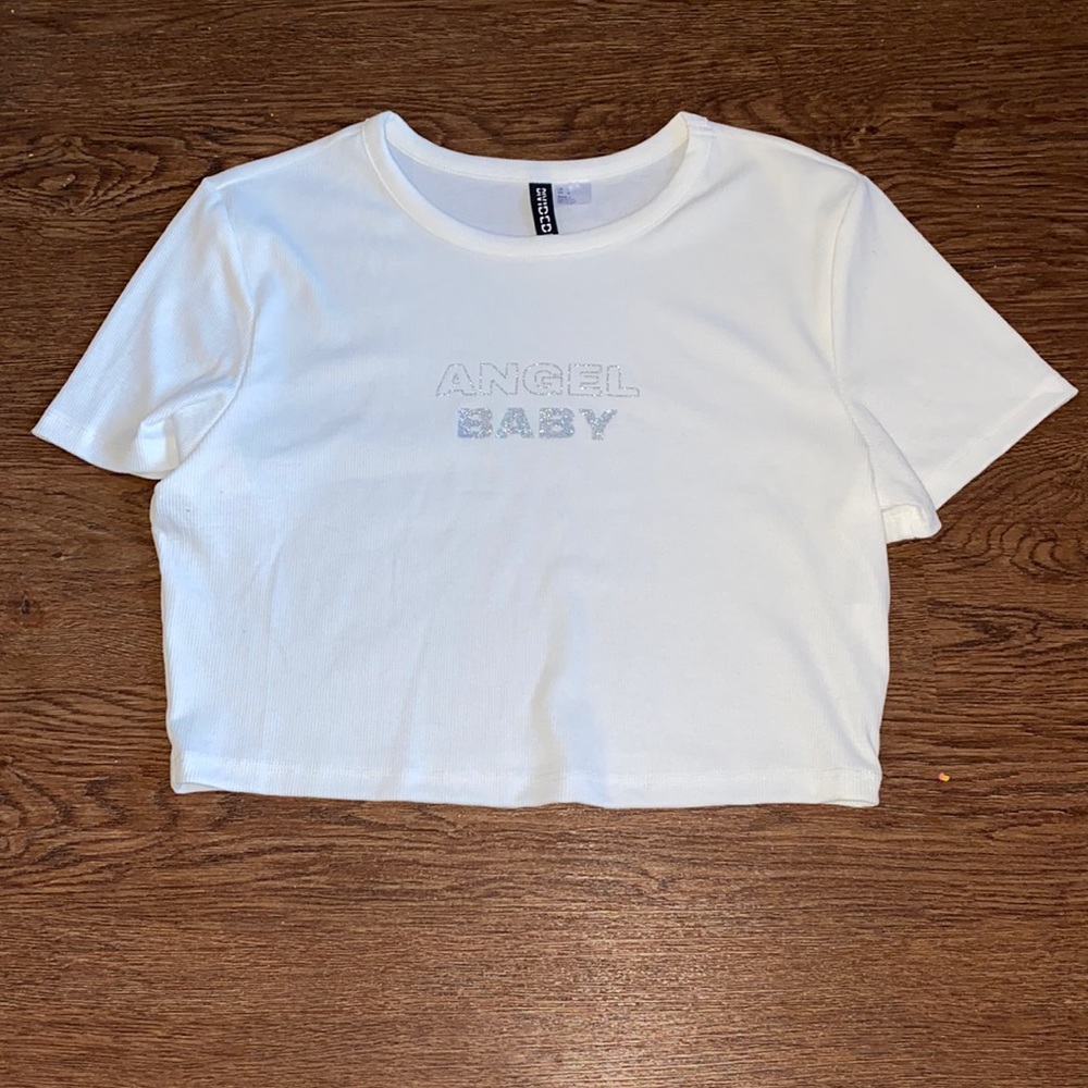 H&M White Ribbed Crop top
